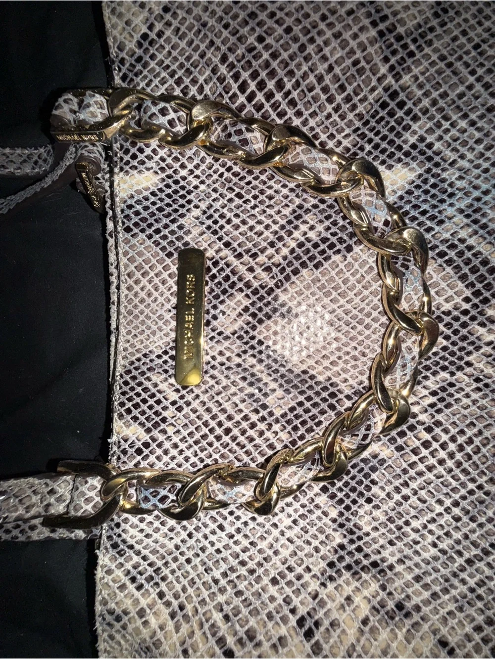 Michael Kors Snake-Print Tote Bag with Chain Handles - Neutral Tones